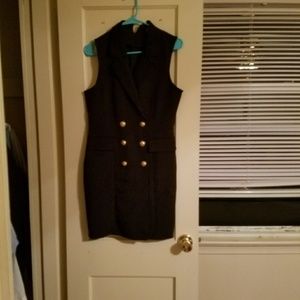 Black gold button dress